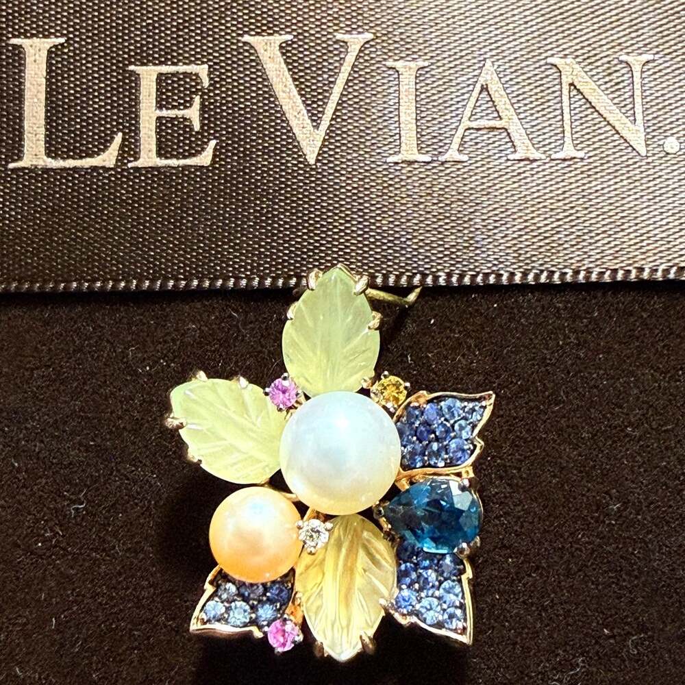 Stunning! LE VIAN 14k Rose Gold Multi Stone Pendant Retail $5,897.50